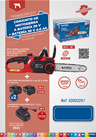 Pack de Motosierra a batería + 2 baterías + cargador de batería